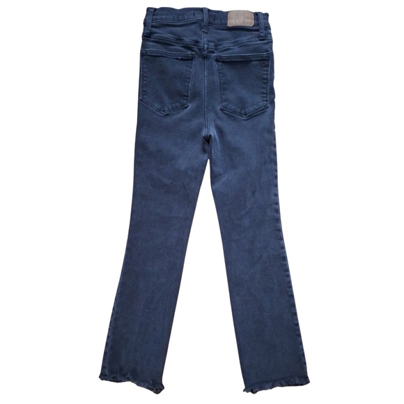 High Rise Madewell Cali Demi-Boot Jeans Black Sz 25 Raw Hem Crop Flare Denim - Picture 4 of 14